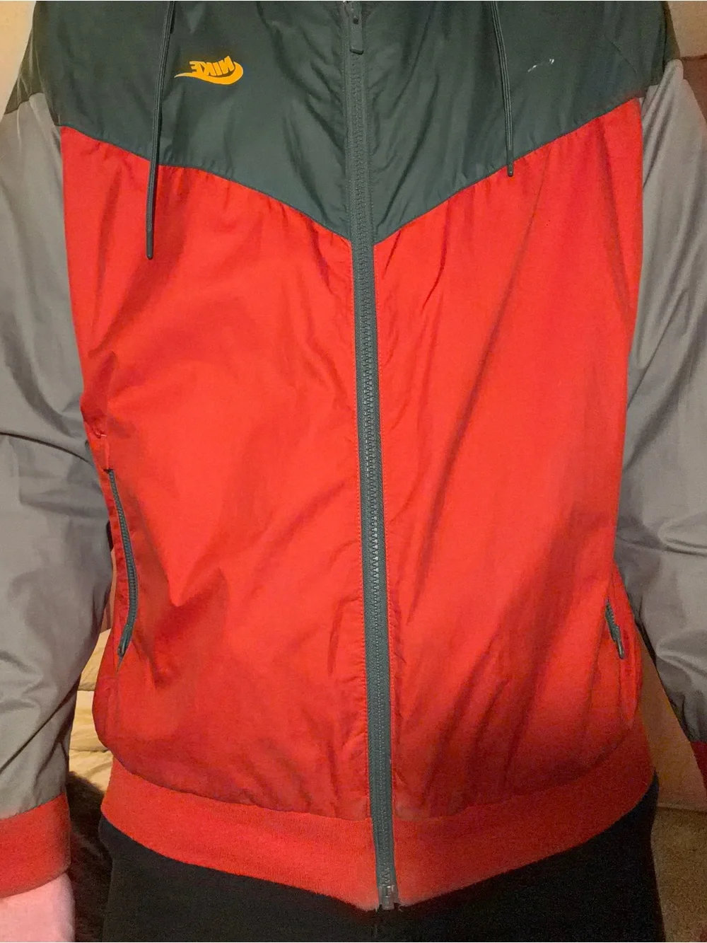 Nike Red, Gray & Green Colorblock Men's Windbreaker Jacket
